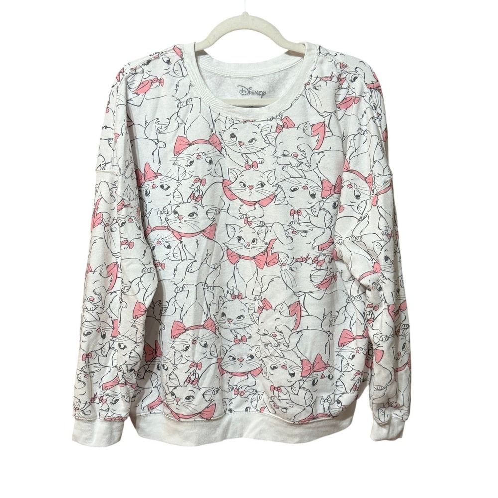 Disney Aristocats Marie All Over Print Sweatshirt White Pink XL